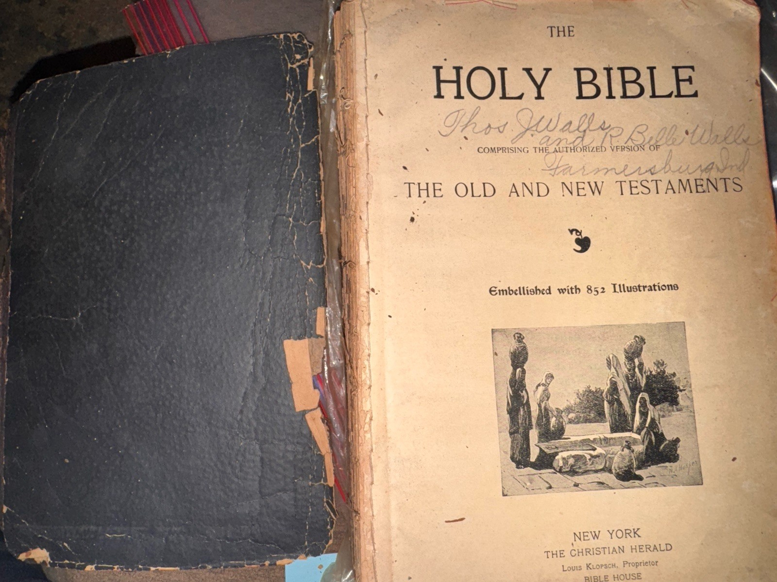 1897 Holy Bible Old & New Testaments Leather Illustrated Christian Herald