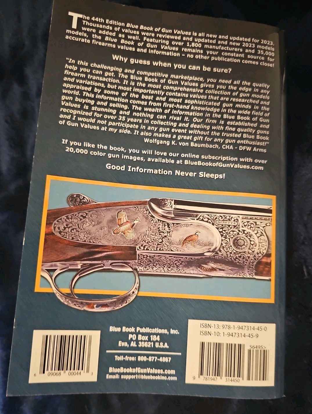 Blue Book of Gun Values 44th Edition 2023 Softcover Zachary R Fjestad Lisa Beuni