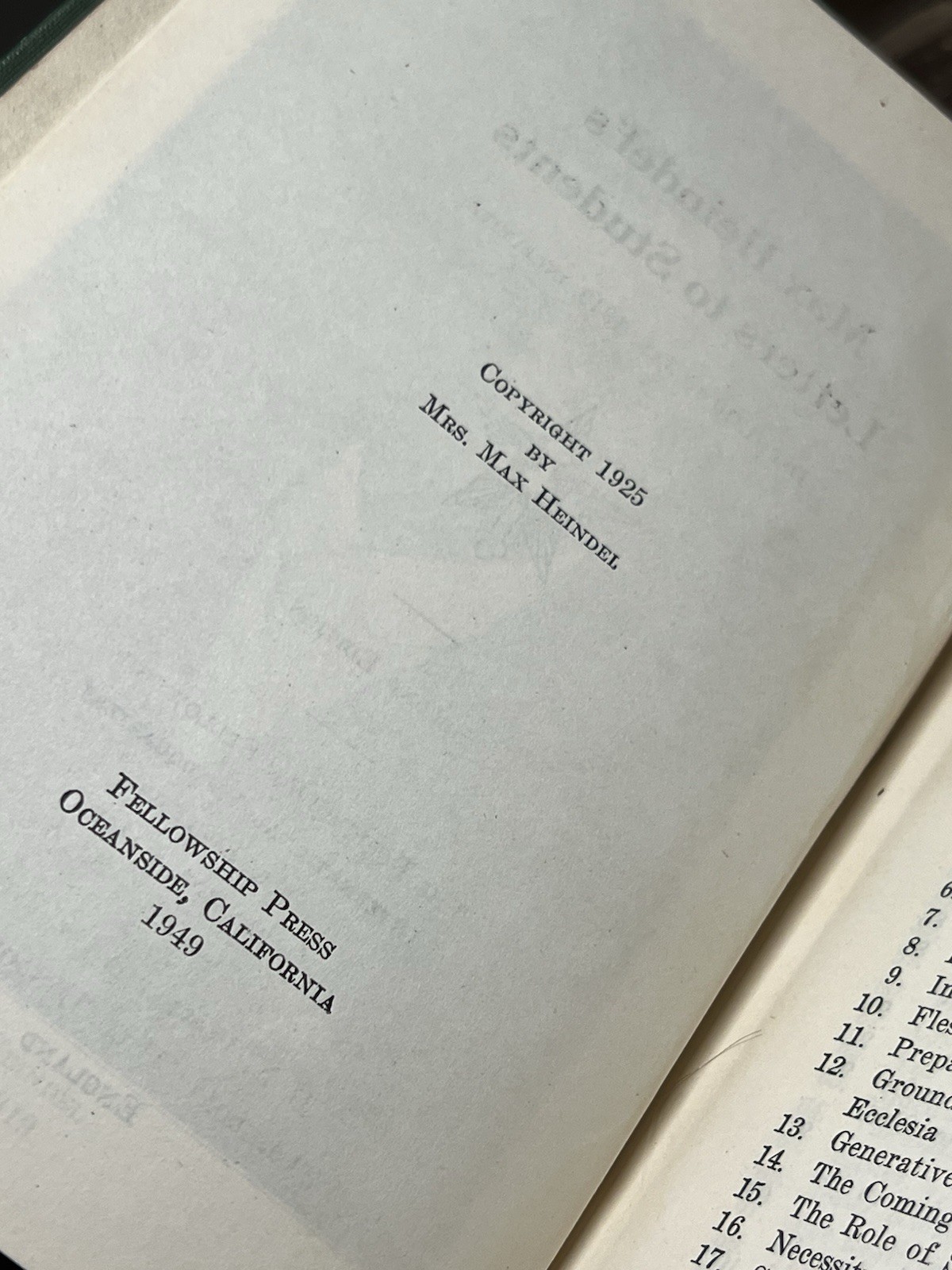 1949 2nd – Letters to Students – Max Heindel / The Rosicrucian Fellowship / Fine