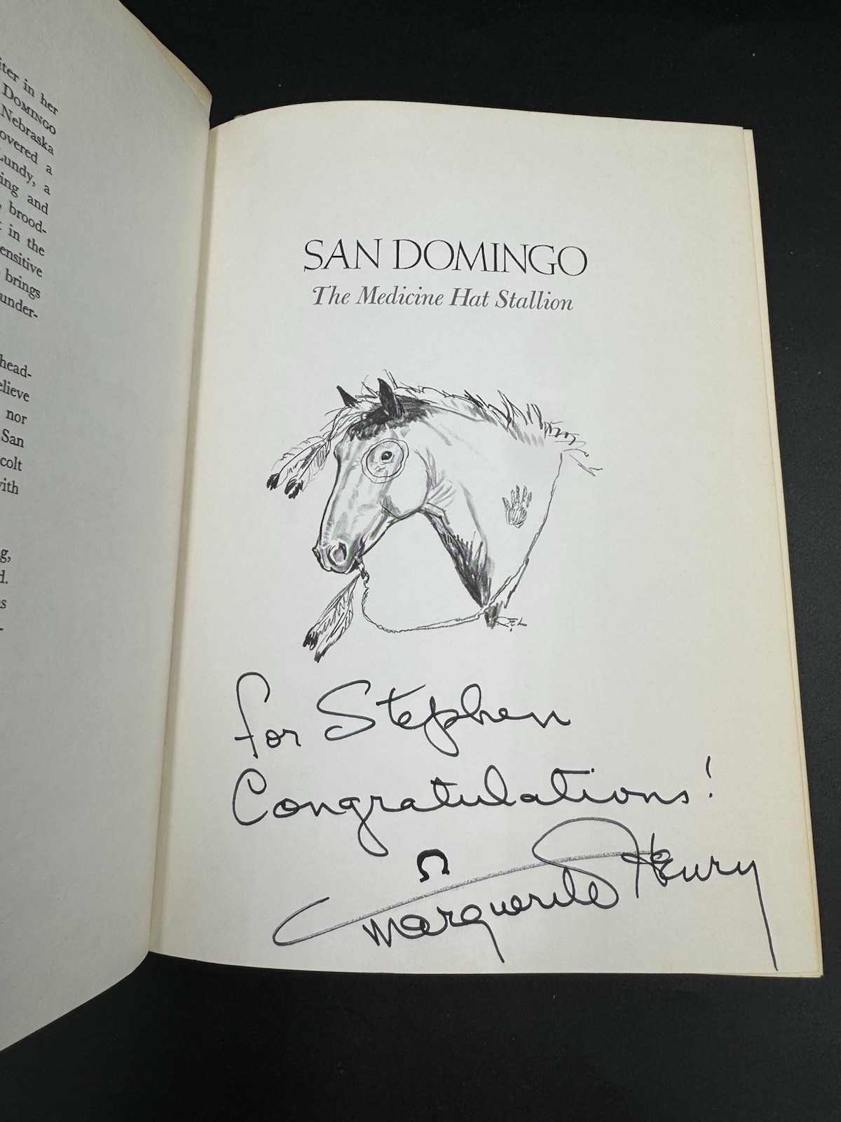 Signed Inscribed 1st Edition 1st Printing San Domingo The Medicine Hat Stallion