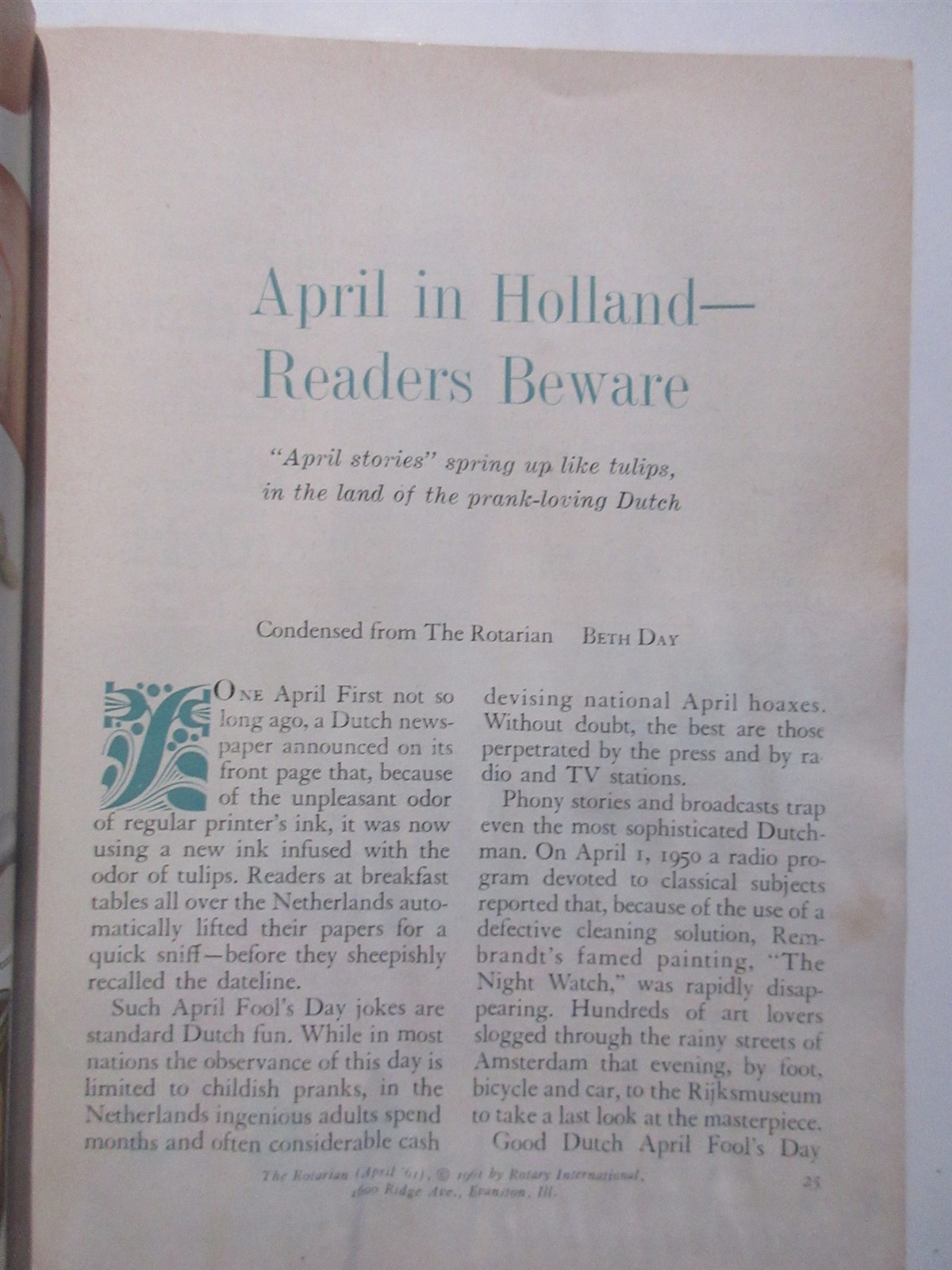 Readers Digest April 1961 John G. Hubbell Ray Bradbury Pancho Segura