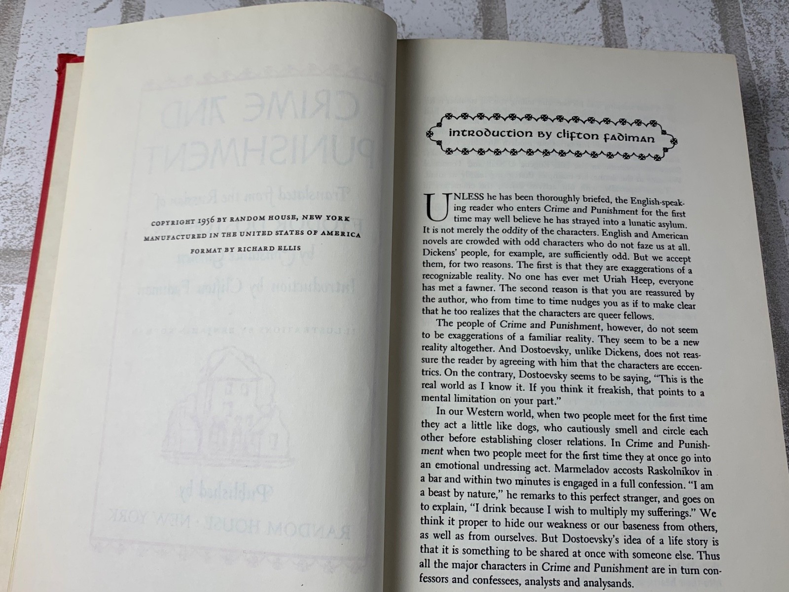 Vintage 1956 Crime and Punishment Random House Hardcover Benjamin Kopman Illust