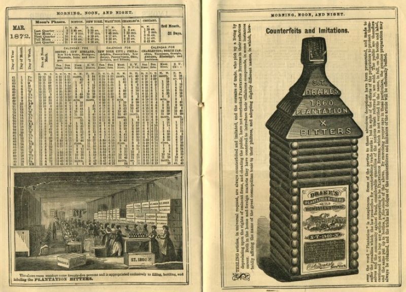 Drakes Plantation Bitters Almanac c. 1871-72