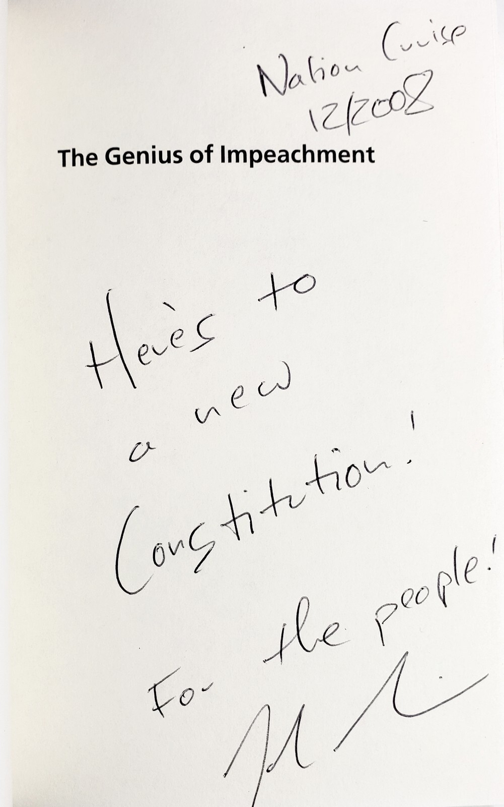 Genius of Impeachment SIGNED 1st, US Constitution history, politics John Nichols
