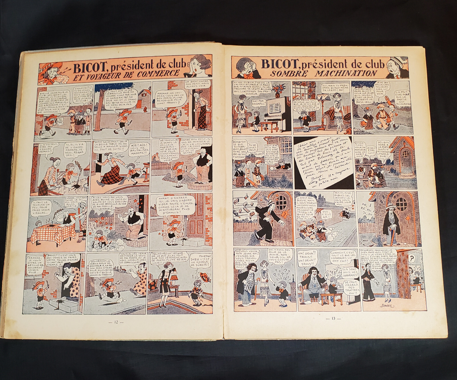 Biscot et Suzy Banner Hachette 1927 French Book of Comic Strips