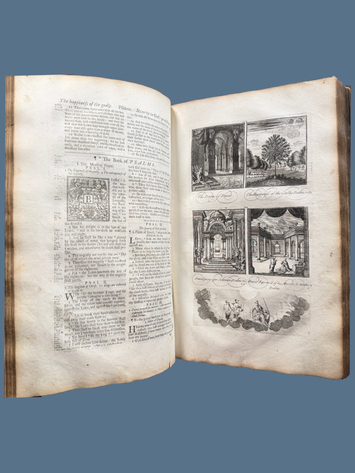 1715 Extra Illustrated Pulpit Folio King James Bible in Stunning Period Binding