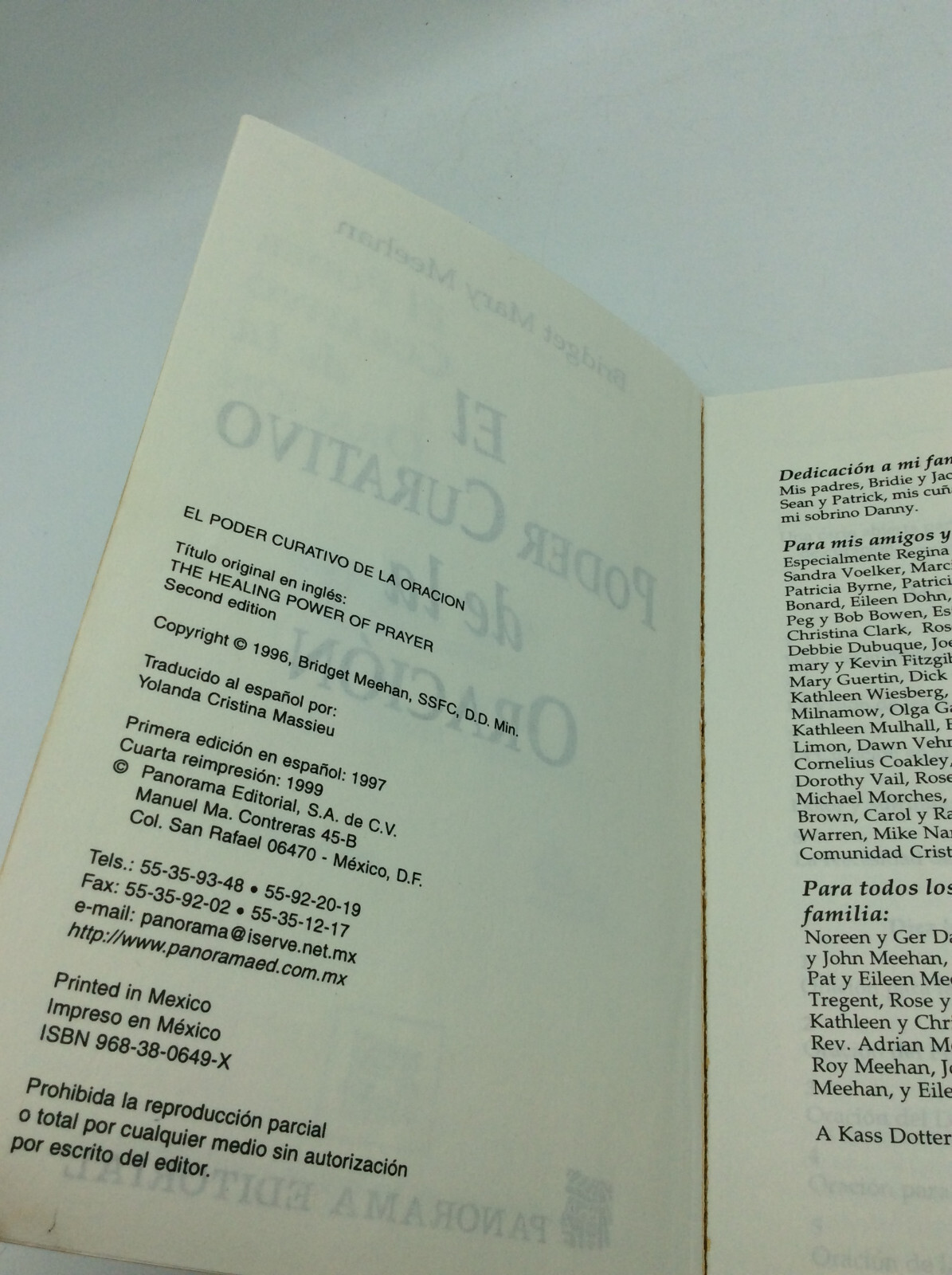 EL PODER CURATIVO DE LA ORACION – Bridget Mary Meehan – 1999 – Spanish Catholic