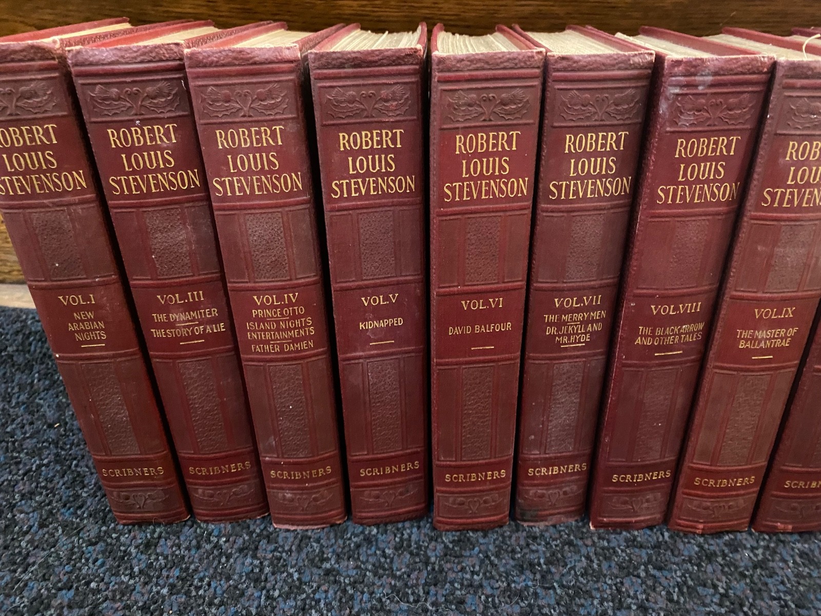 Robert Louis Stevenson Set Of 23 volumes Scribner’s 1924 Antique Embossed HC
