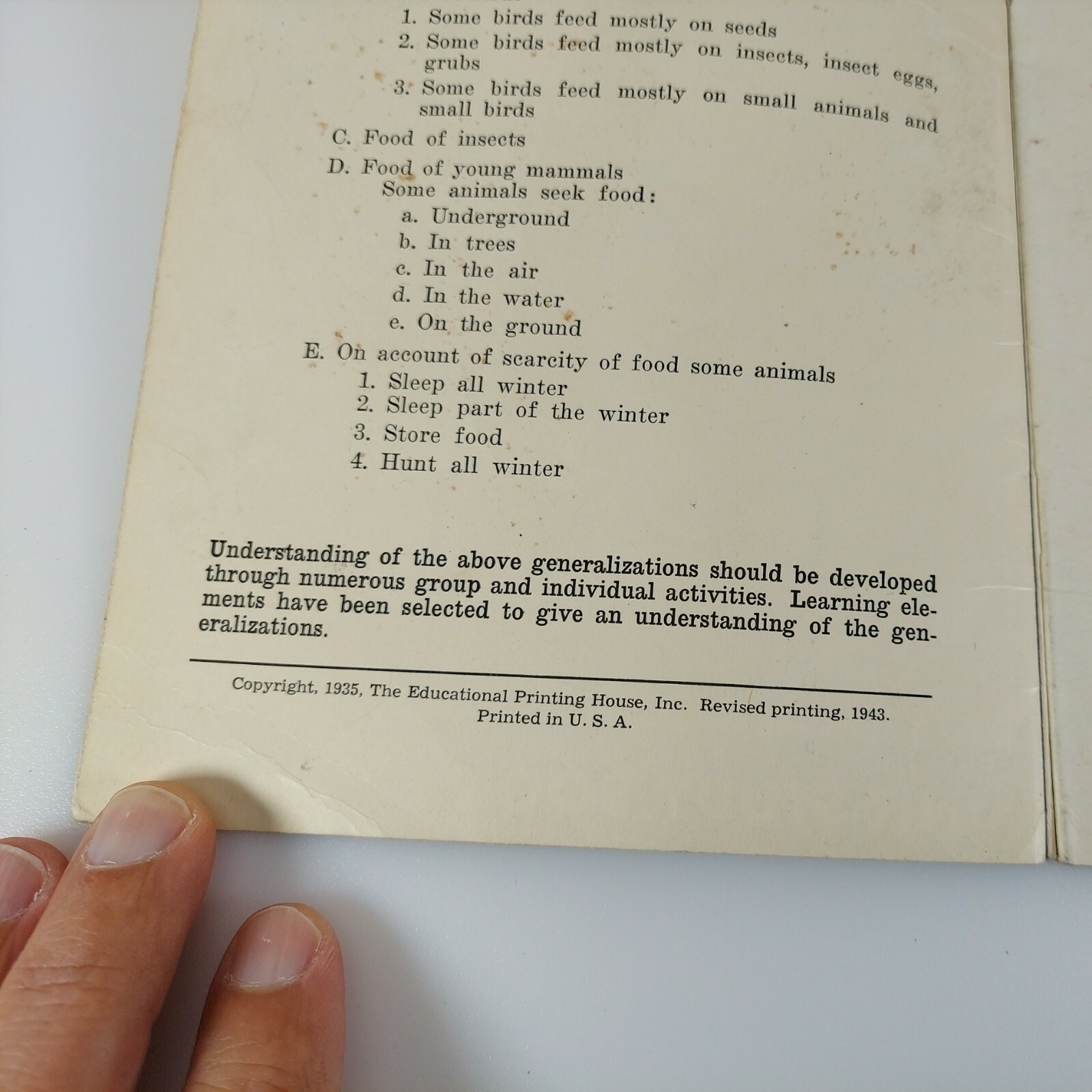 What Animals Eat, Frances Lacy, Unit Study Book No. 355, 1943 Education Book