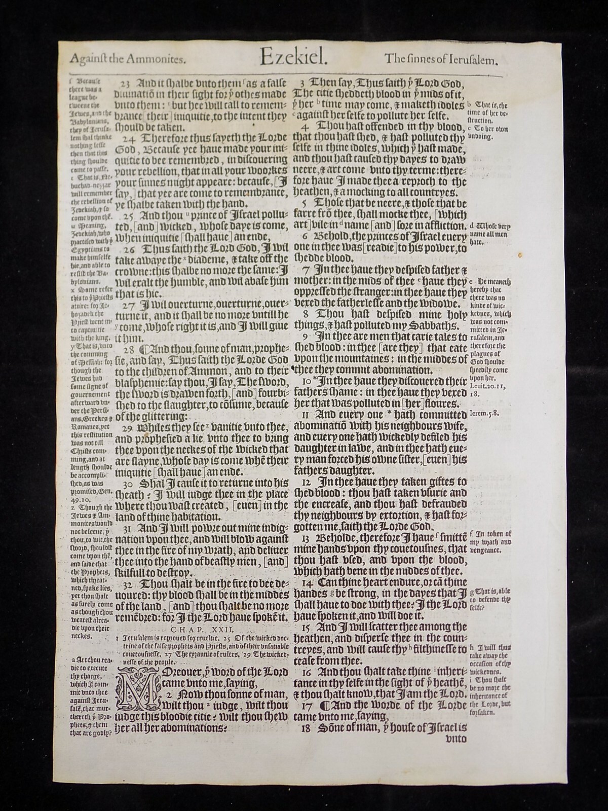 1583 Noblest Geneva Bible Folio- Book of Ezekiel- YOU PICK