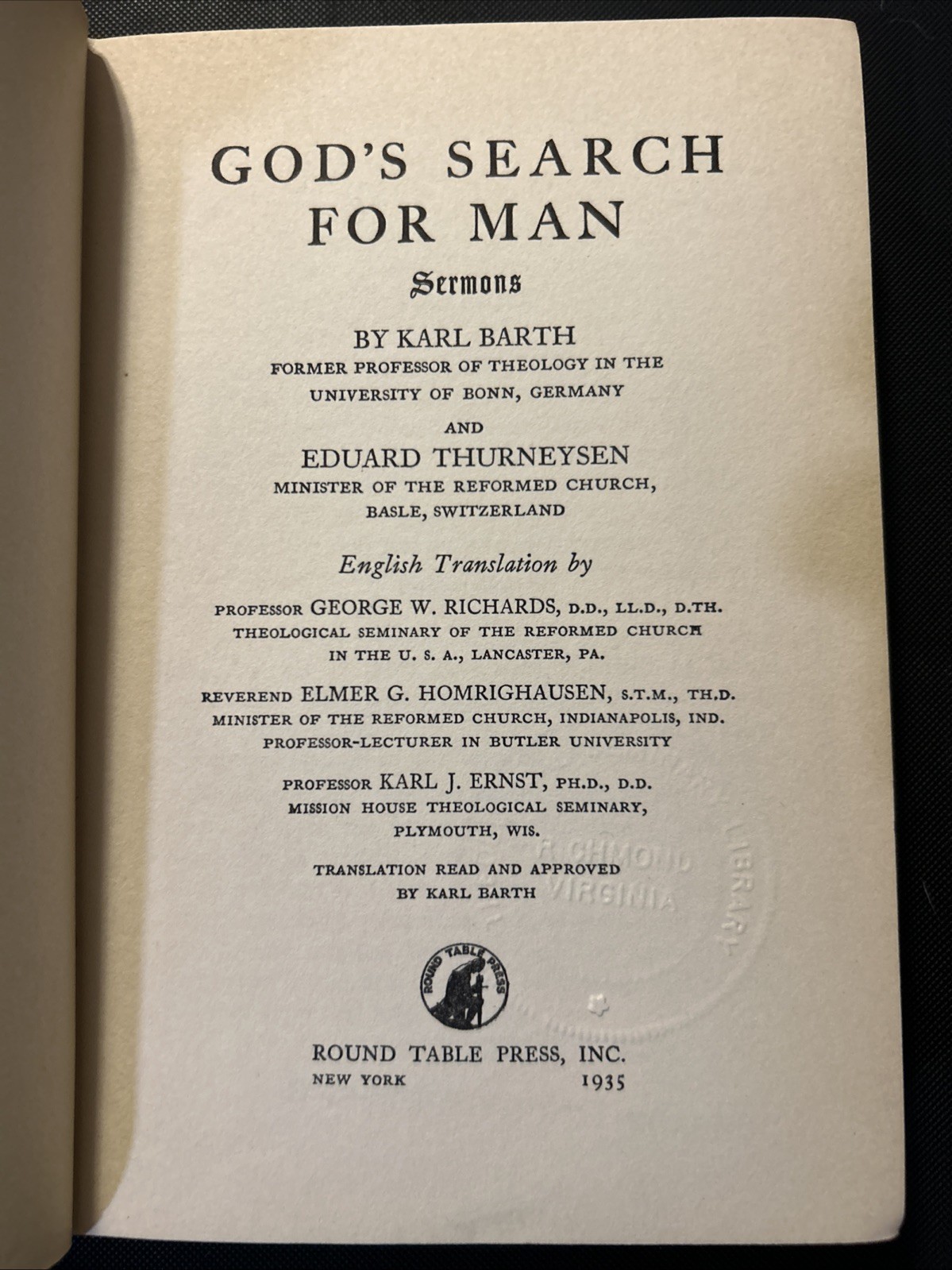 Rare Book, 1935, God’s Search For Man, Karl Barth, 1st Ed.