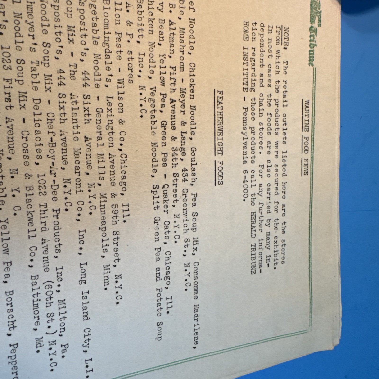 1943 Herald Tribune Home Institute WARTIME FOOD NEWS Exhibit America’s Cook Book