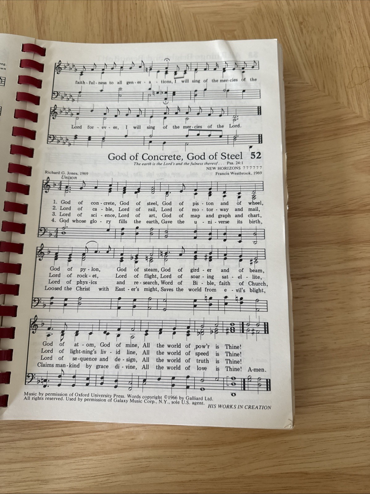 Hymns For The Living Church Hope Publishing 1974 Spiral Bound Paperback