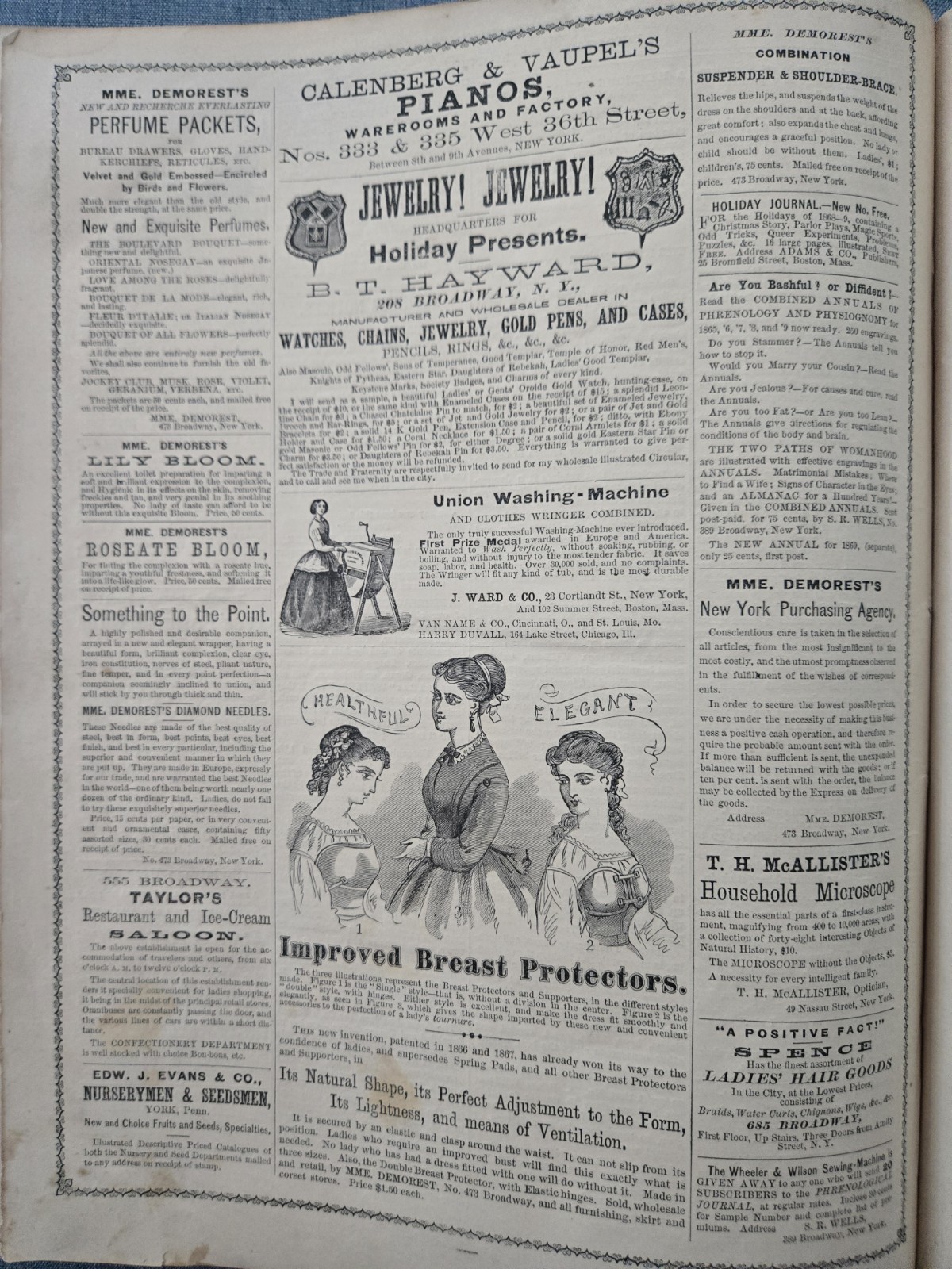Demorest’s Monthly Magazine Dec 1868 FASHION LITERATURE ART & ADS