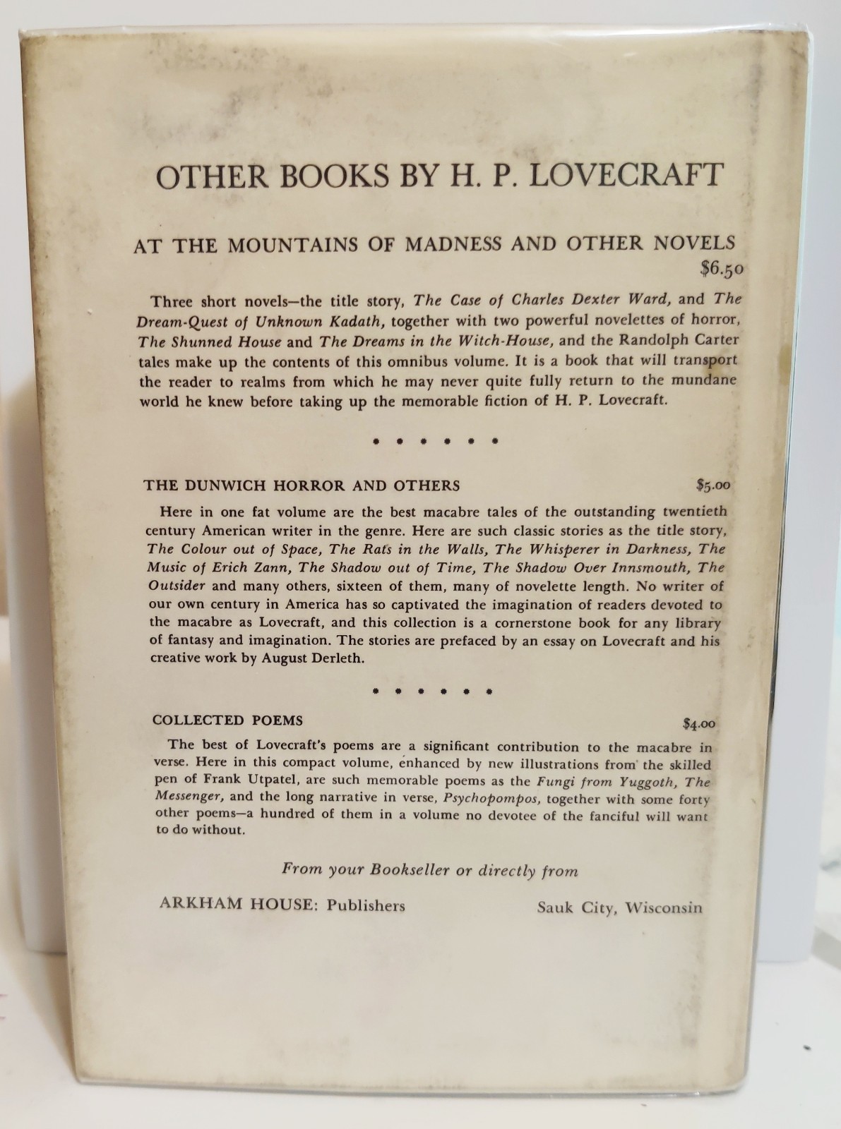 H.P. Lovecraft-Dagon & other MACABRE tales-1965 Arkham House 1st Ed./ 1 State