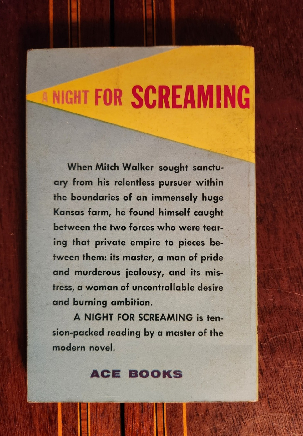 A NIGHT FOR SCREAMING HARRY WHITTINGTON 1960 VINTAGE ACE D-472 VG+/NF GGA PBO