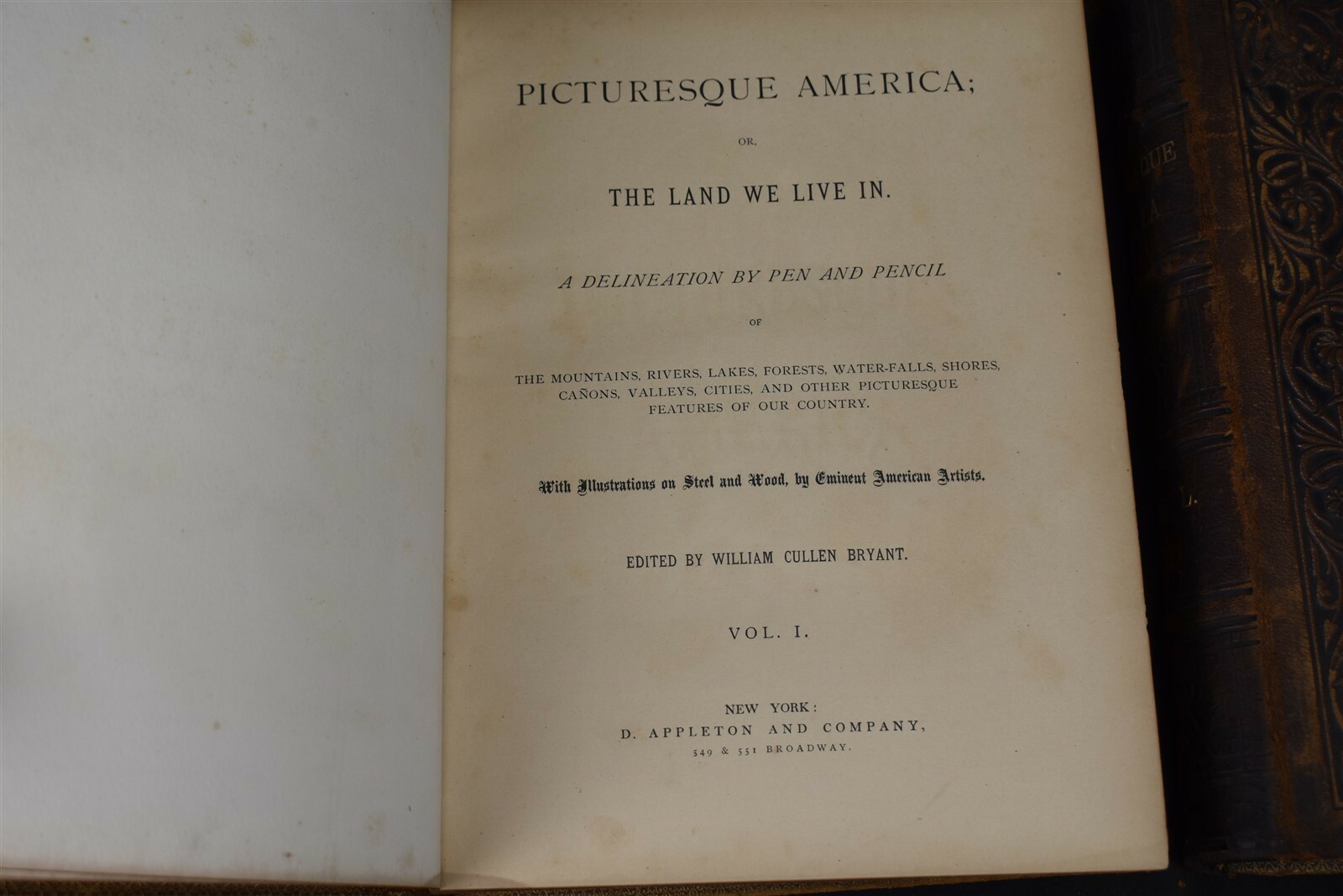 Picturesque America Vol 1 & 2 Leather Bound 1st Edition