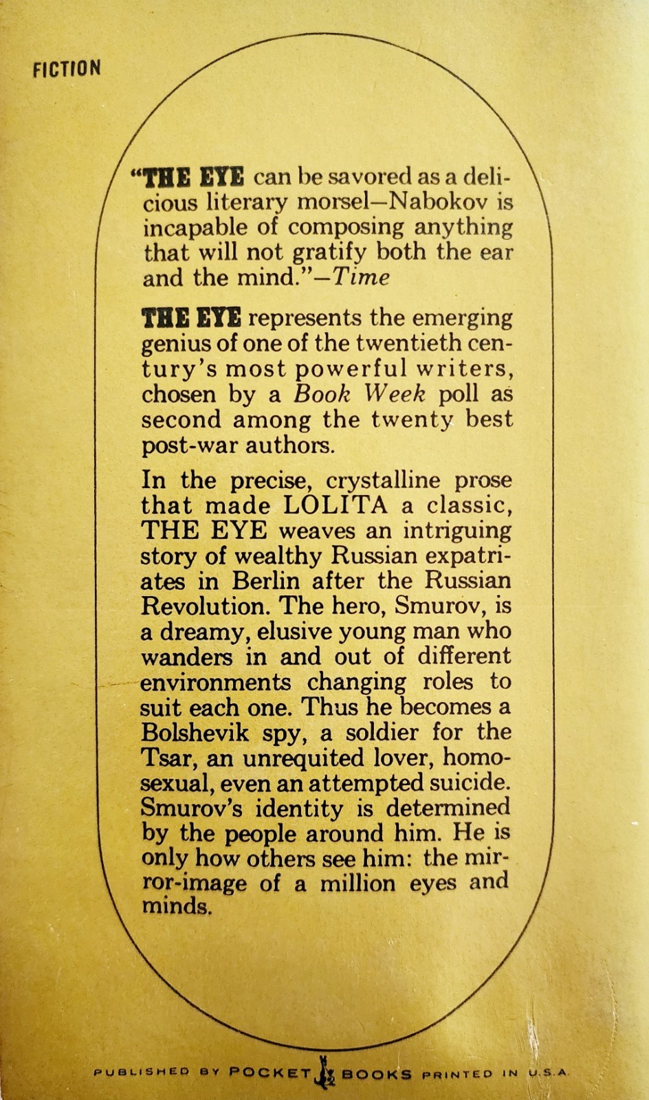 1966 The Eye Vladimir Nabokov Vintage PB 1st Pocket Books Edition Spy C64