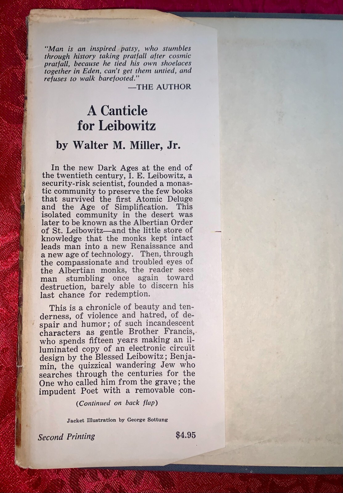 A Canticle for Leibowitz by Walter M. Miller, Jr First Edition 3rd Printing HCDJ