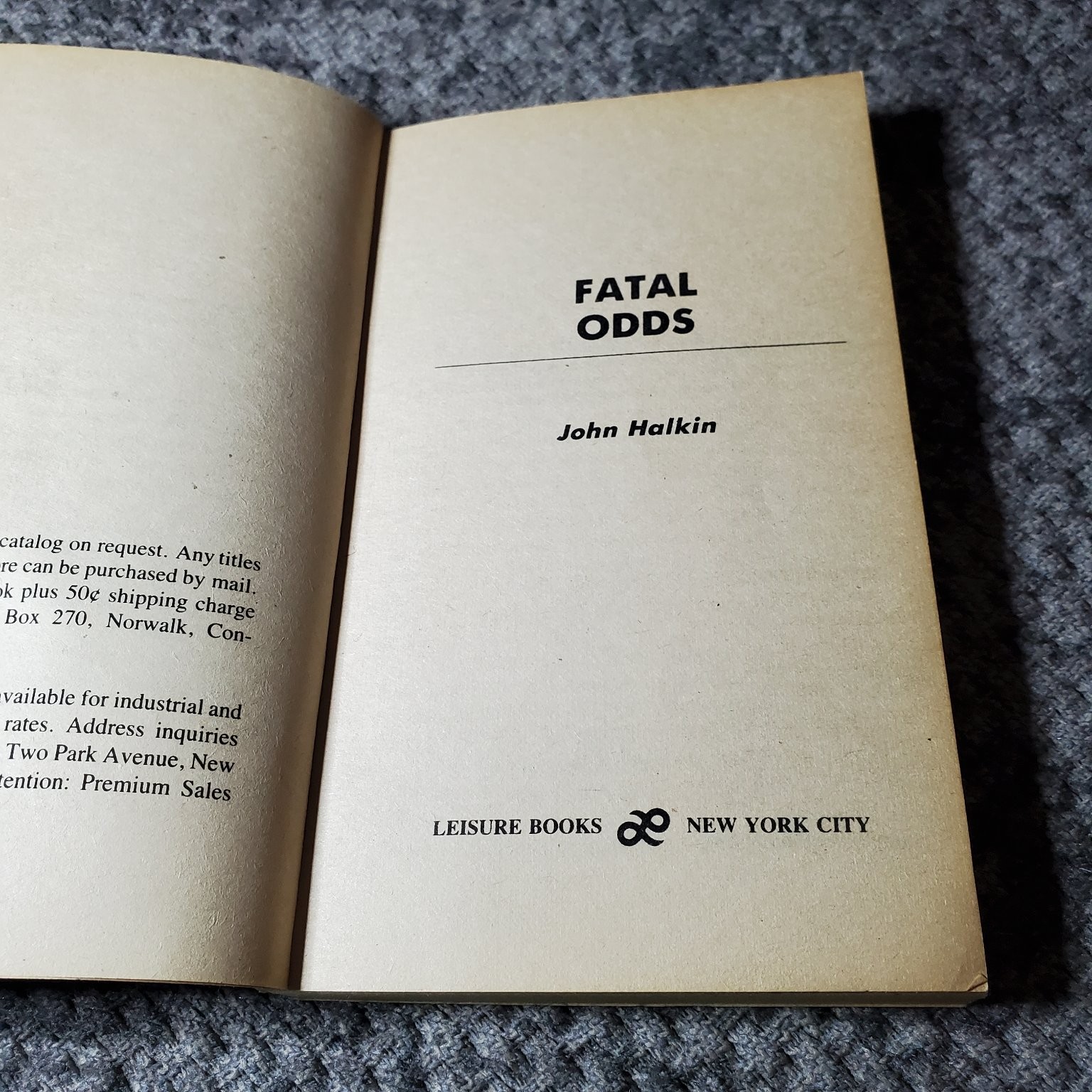 Fatal Odds John Halkin 1981 Thriller Action Espionage Paperback Book
