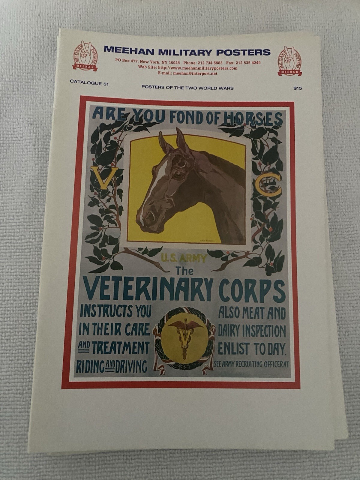 Lot of 8 MEEHAN MILITARY POSTERS OF THE TWO WORLD WARS Catalogs