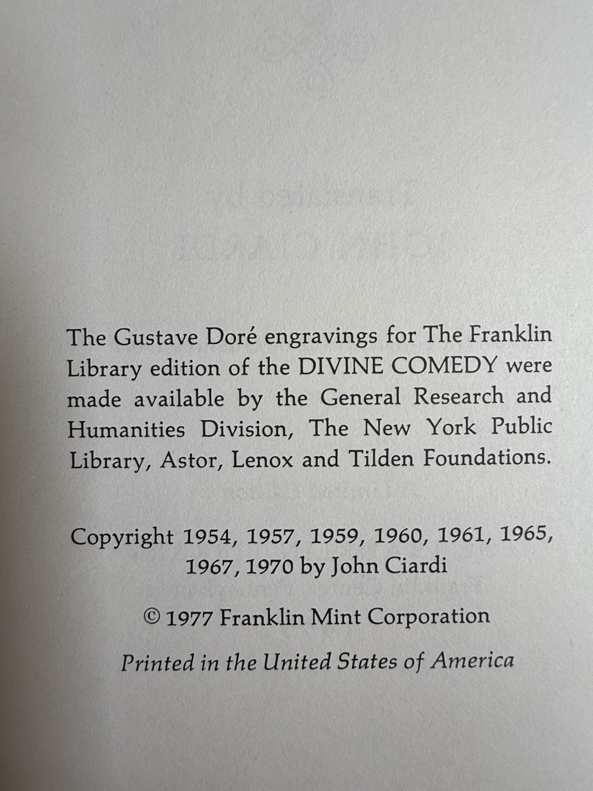 THE DIVINE COMEDY Dante Alighieri 1977 Franklin Library Limited Ed Leather Bound