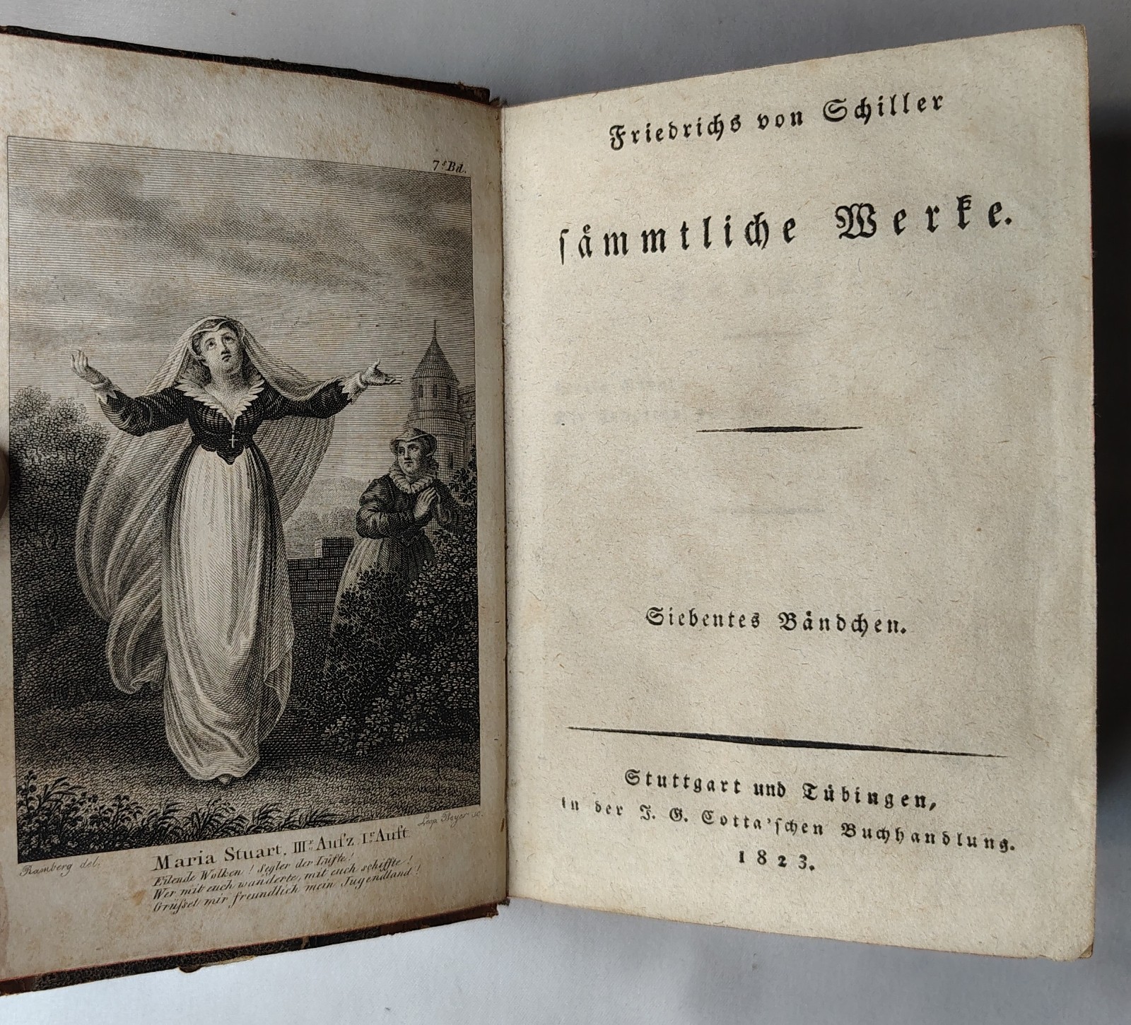 Friedrich Schiller’s Complete Works: Seventh Volume Antique 1823 Hardback Book
