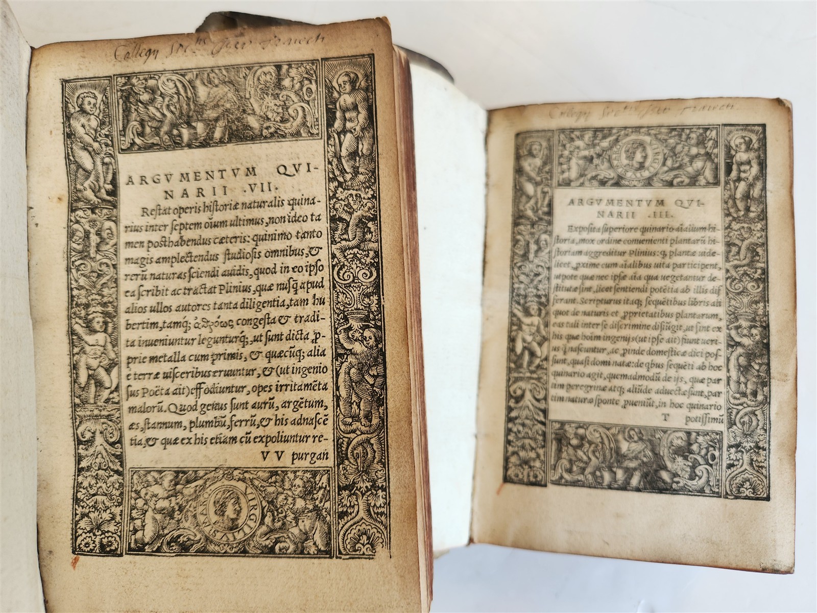 1565 PLINIUS encyclopaedia of natural history 5 VELLUM BOUND VOLUMES 16c ANTIQUE