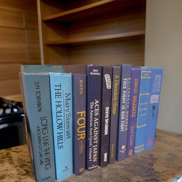 Lot of 6 Hardcover BLUE NAVY AQUA TEAL Shades Books for Staging Prop Decor