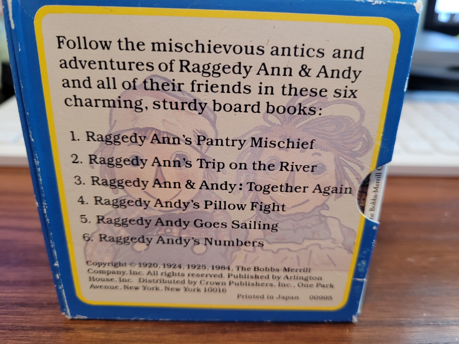 Vintage Raggedy Ann Andy Small Board Books & Case Chatham Set 6 80’s Toys