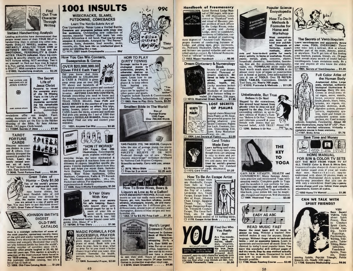 8 old Johnson Smith Co. Curios Gifts Novelty Catalogs (1960s, 70s & 90s) on DVD