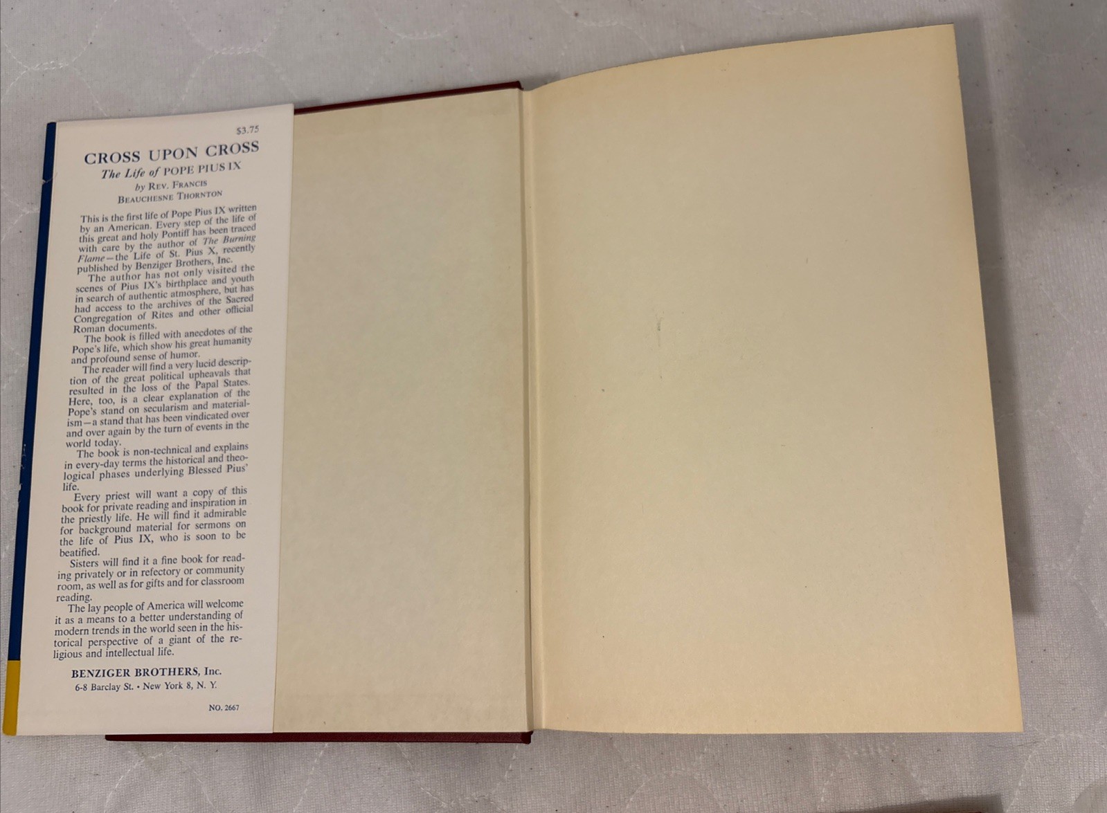 Cross Upon Cross: Life Of Pope Pius IX Circa 1955 w Dustjacket