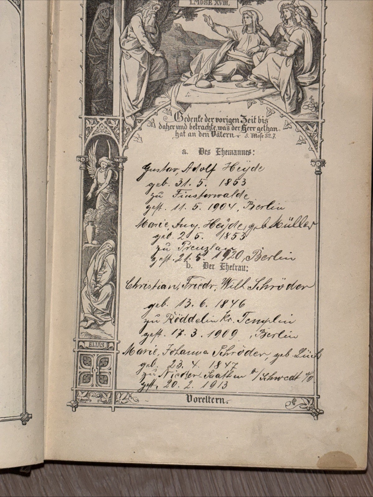 VINTAGE German HOLY BIBLE 1800s 1900s 1901 MULTIPLE SIGNATURES AND DATES SIGNED