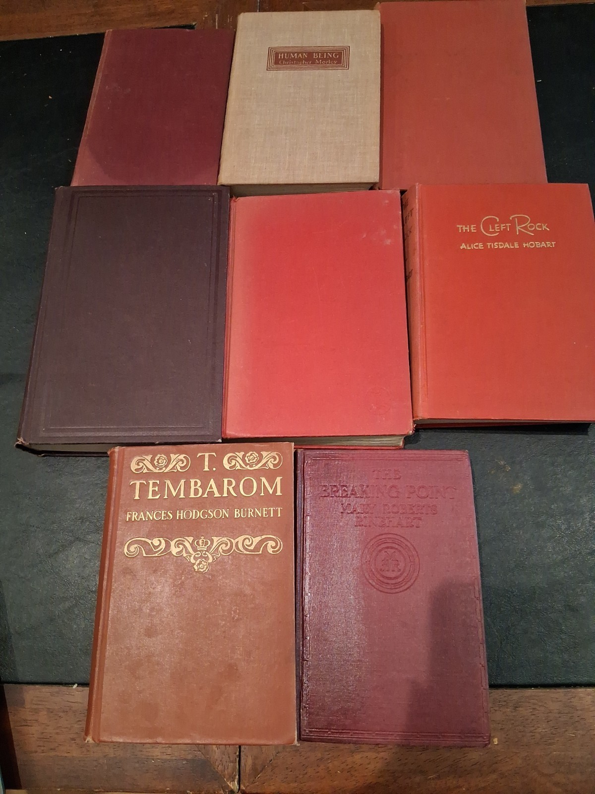 Lot of 8 Shades of RED Old Vintage Antique Rare Hardcover Random Books