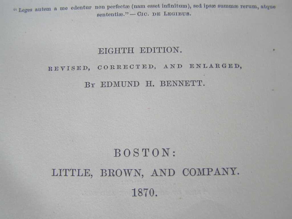 1870 Commentaries On The Law Of Bailments Joseph Story HC Book