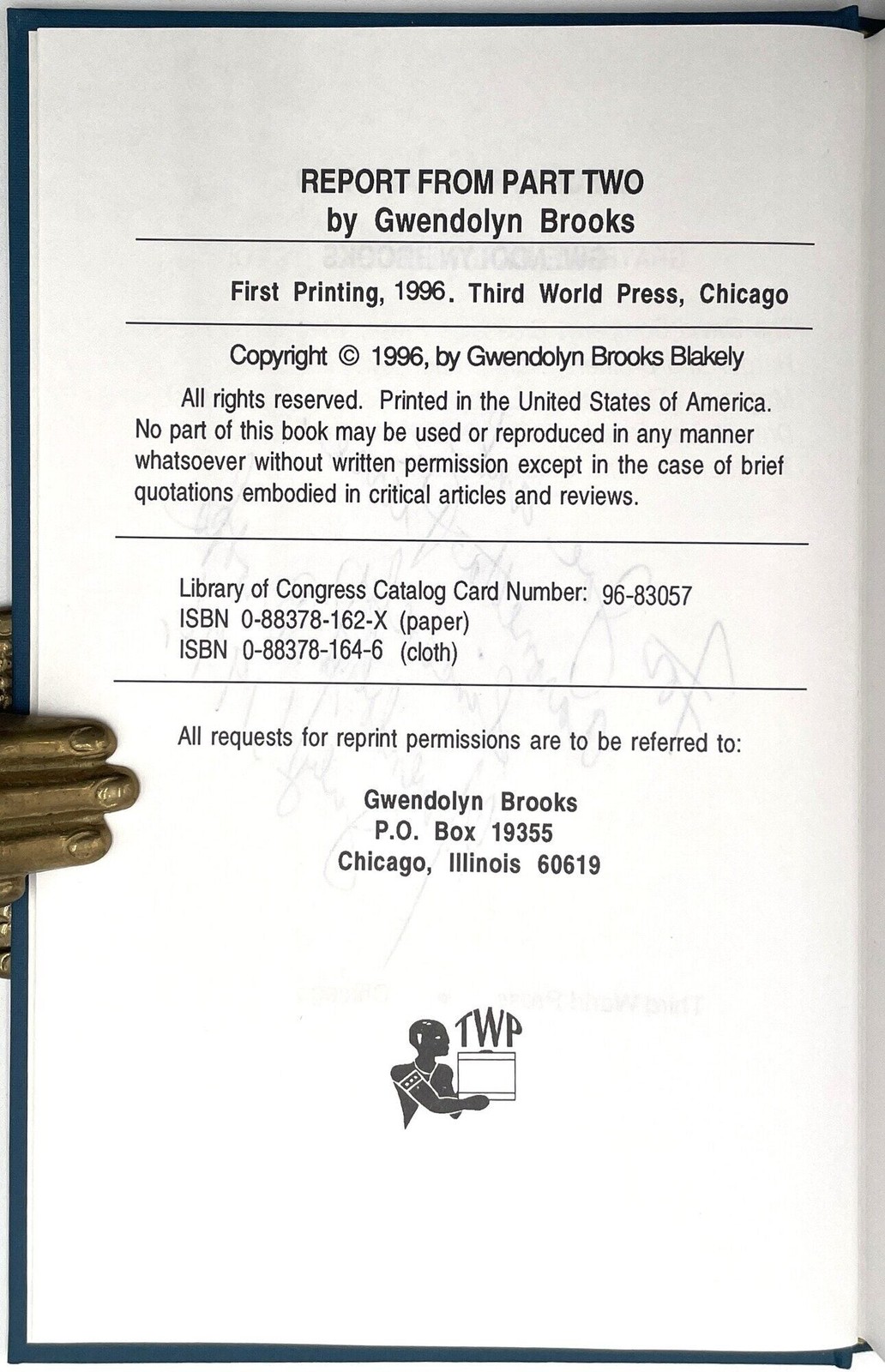 Gwendolyn Brooks / Report from Part Two Inscribed Signed 1st Edition