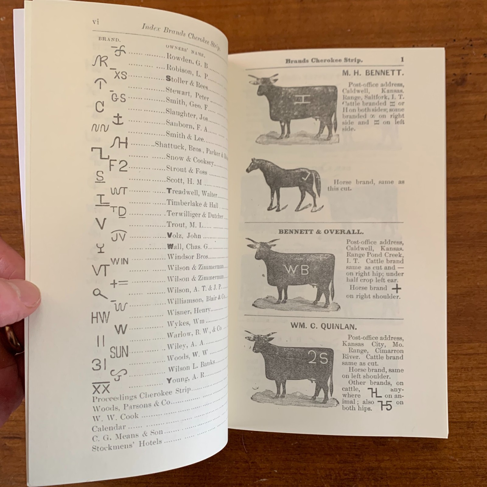 1882 Brand Book Cherokee Strip Southwestern Cattle-Growers’ Assoc. / Facsimile