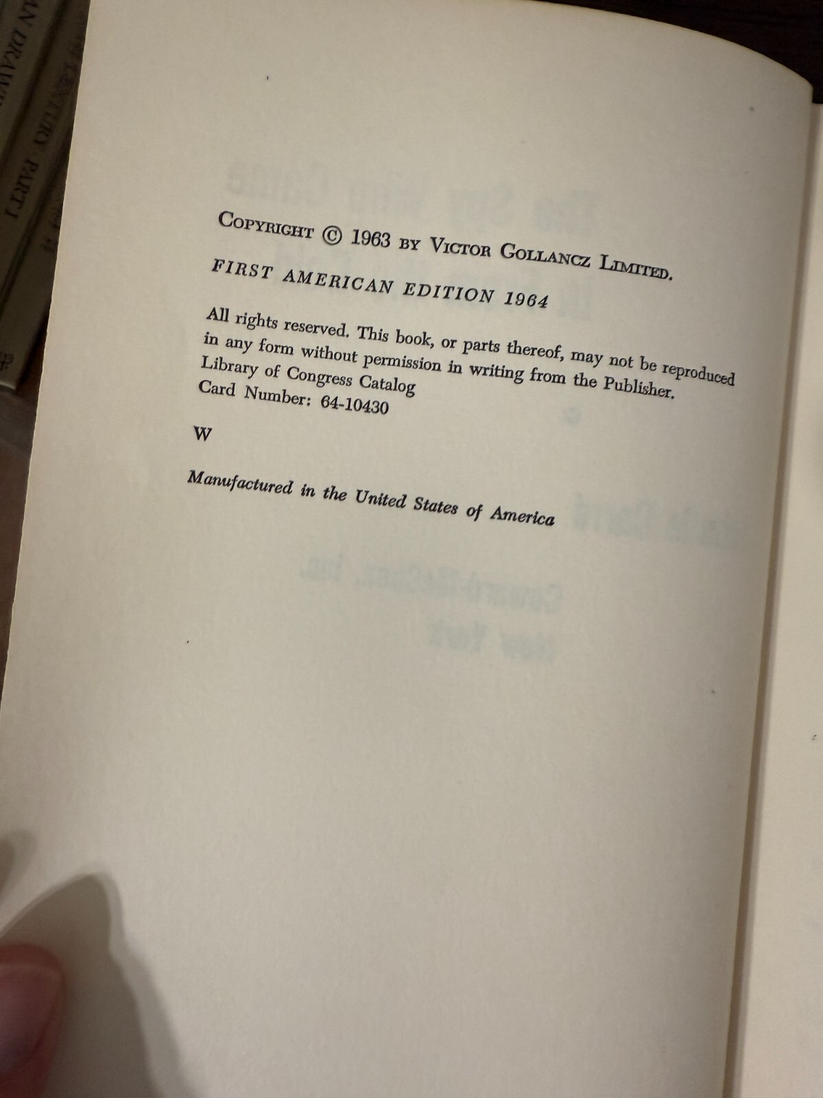 THE SPY WHO CAME IN FROM THE COLD by John Le Carre 1963 American True 1st ED