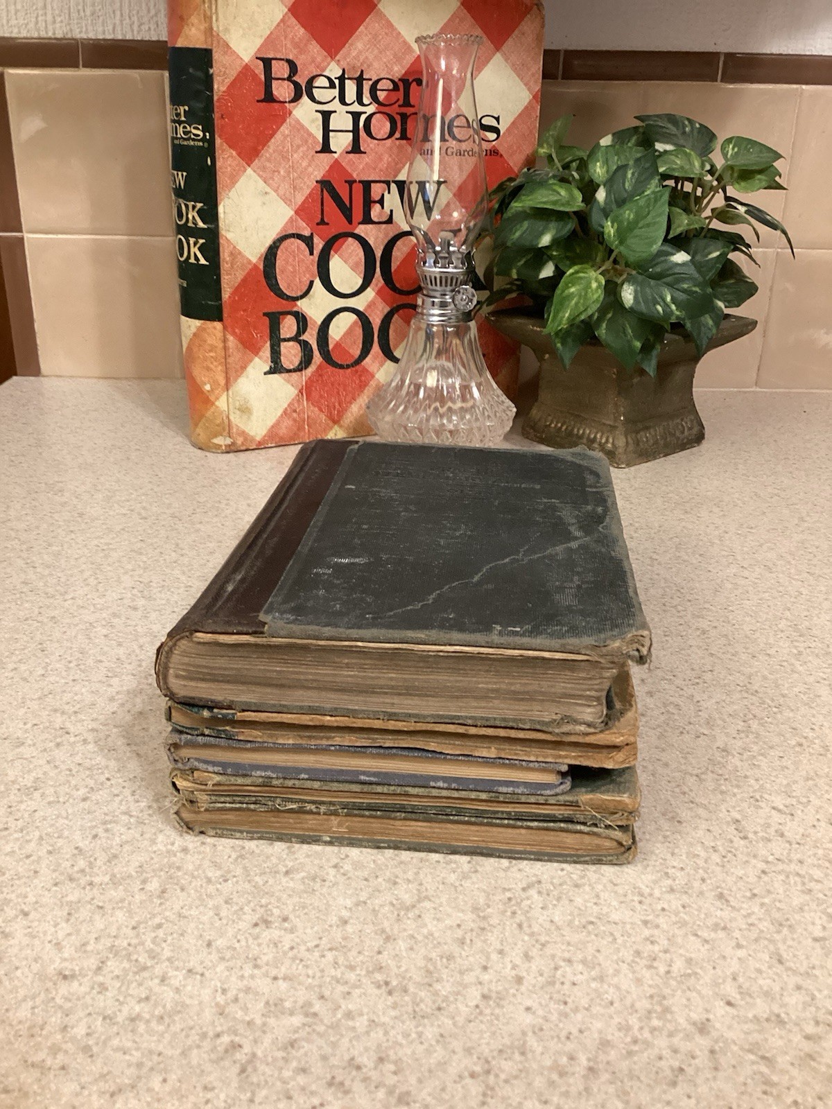 Very Old School Book Various Subjects Library Decor Set Of 5