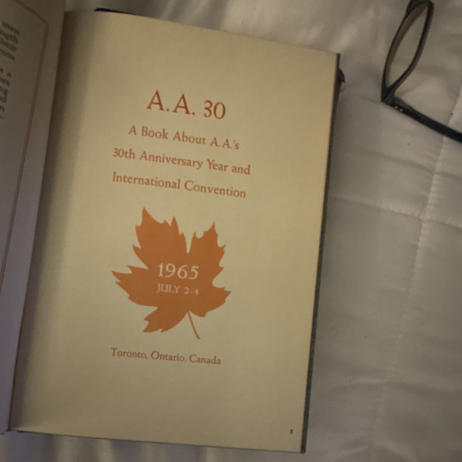 Alcoholics Anonymous 30th Anniversary Convention Hardcover 1st Ed Toronto 1965
