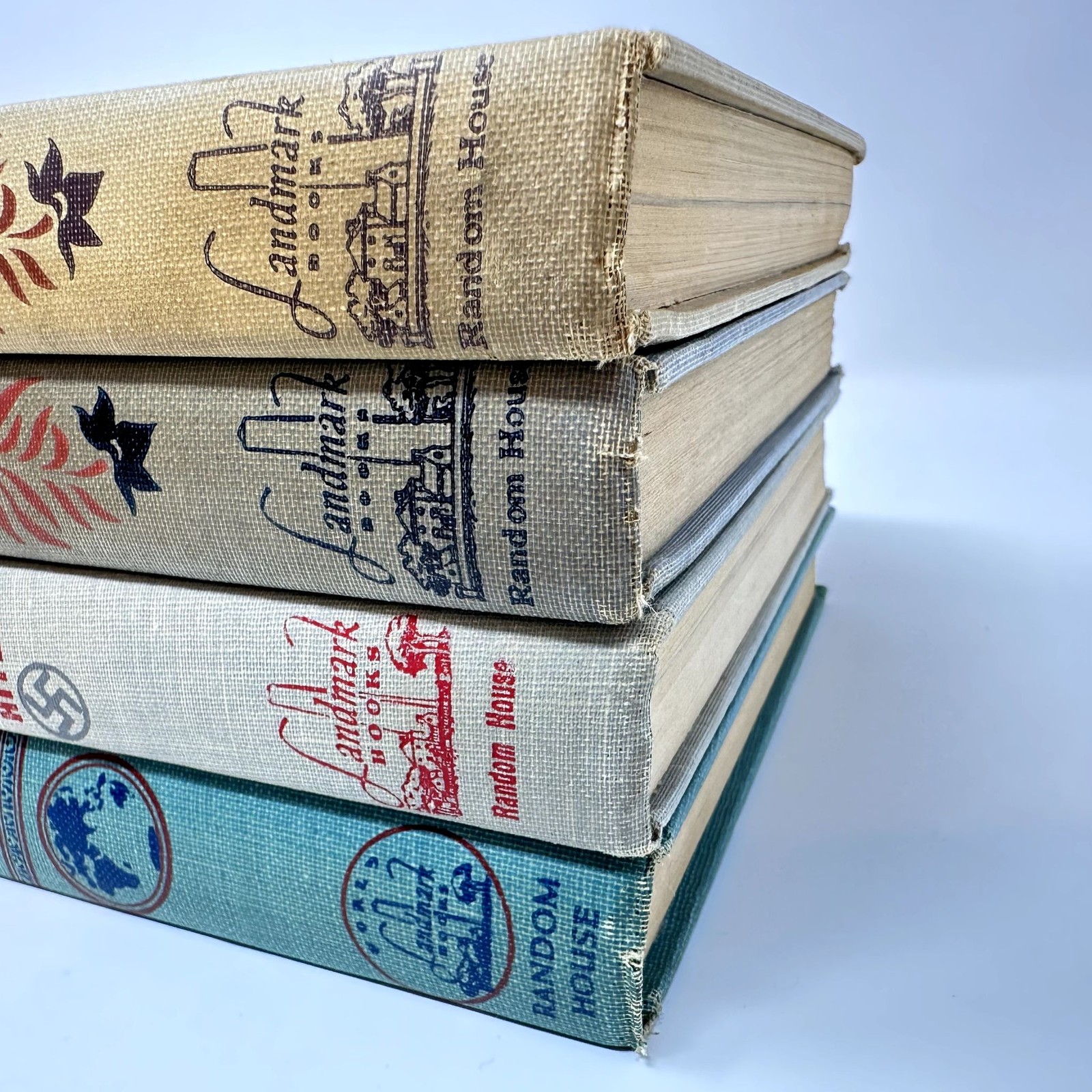 Lot 4 Vintage Landmark Books Illustrate History WWII Battle Britain Hitler Tokyo