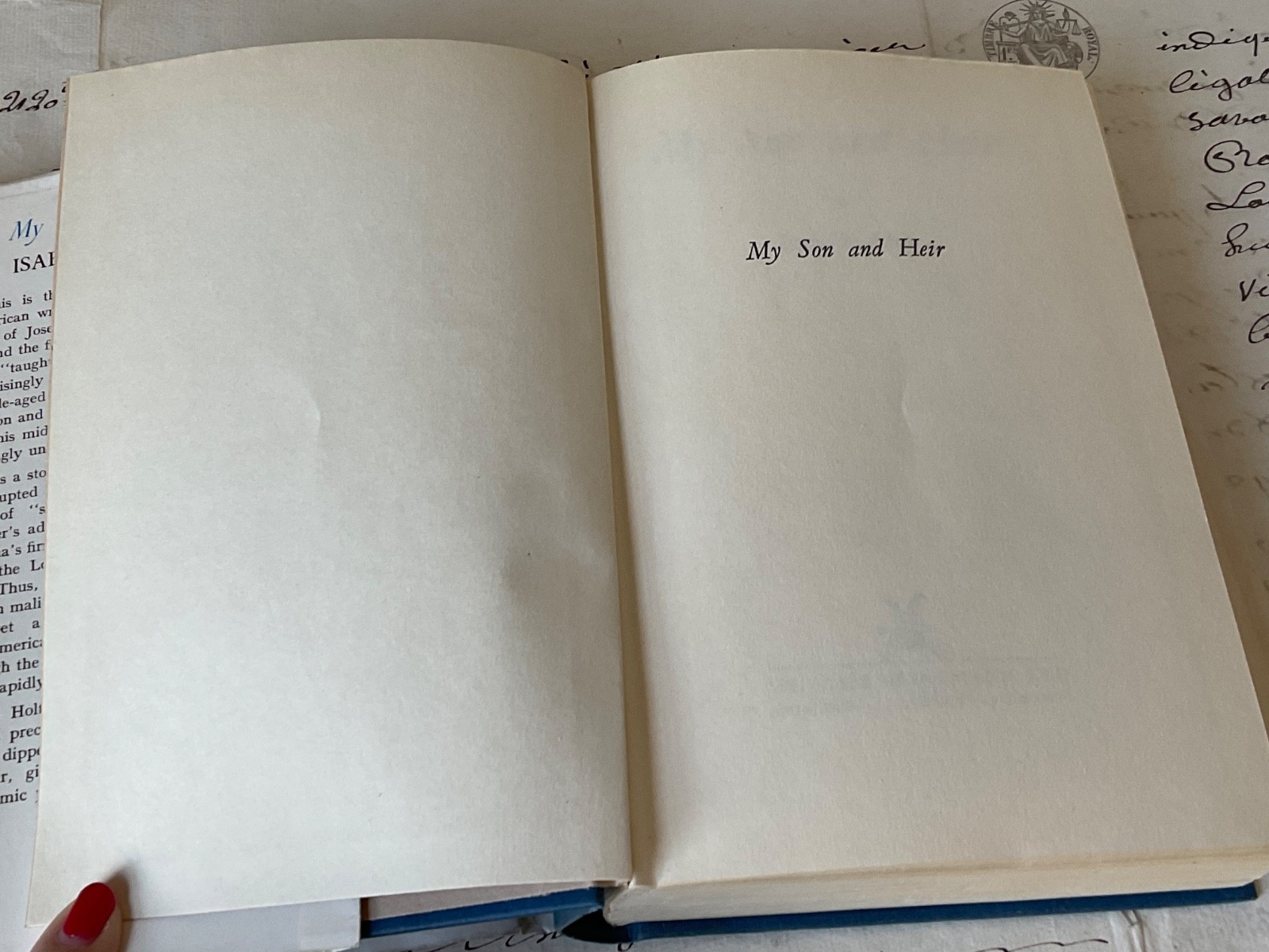 My Son and Heir By Isabella Holt 1950 Edition ~ Dust Jacket Hardback Collectible