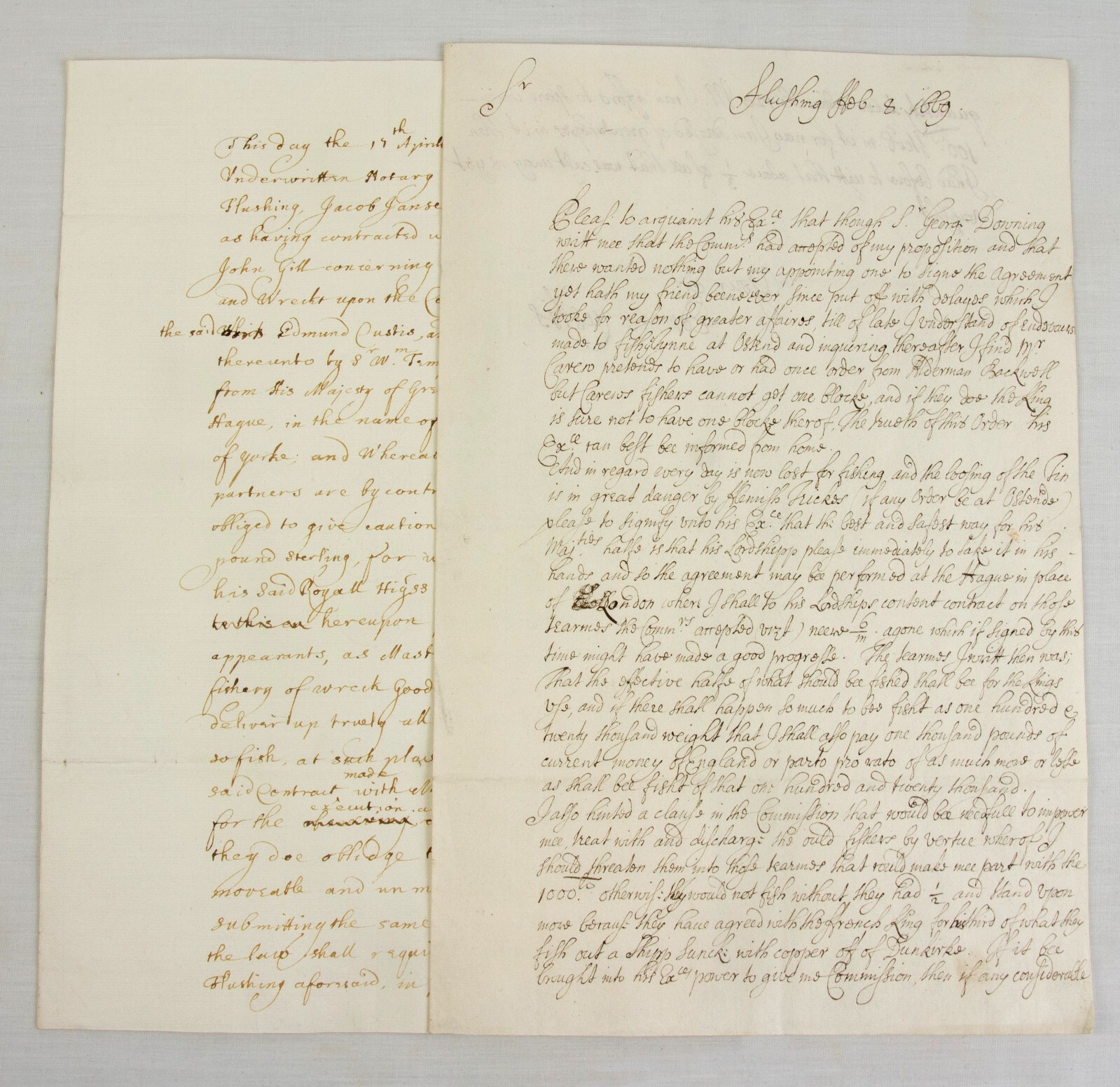1669–70 Edmund Custis Manuscripts Wreck Salvage Contract Charles II Duke of York