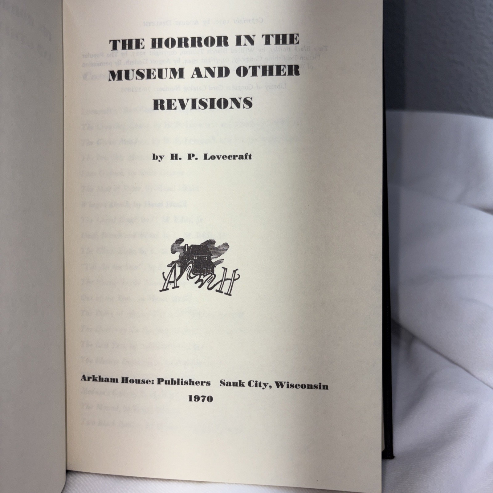 The Horror in the Museum & other Revisions 1970 1st H. P. Lovecraft Arkham House
