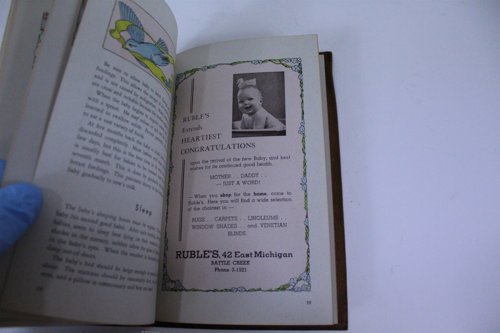 Baby Book of Mine 1940 Embossed Leather Cover Vintage