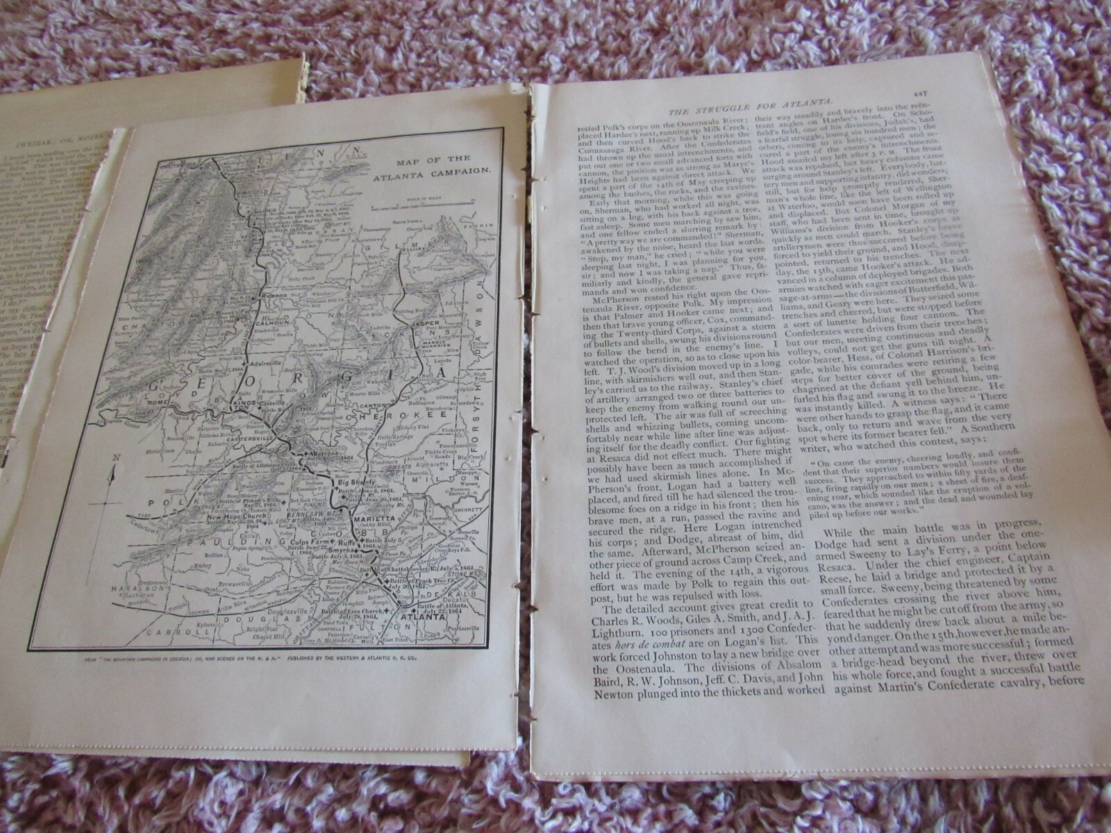 Lot 6-Antique Articles-Illustrated-1887-Civil War-Georgia-Atlanta-Bentonville