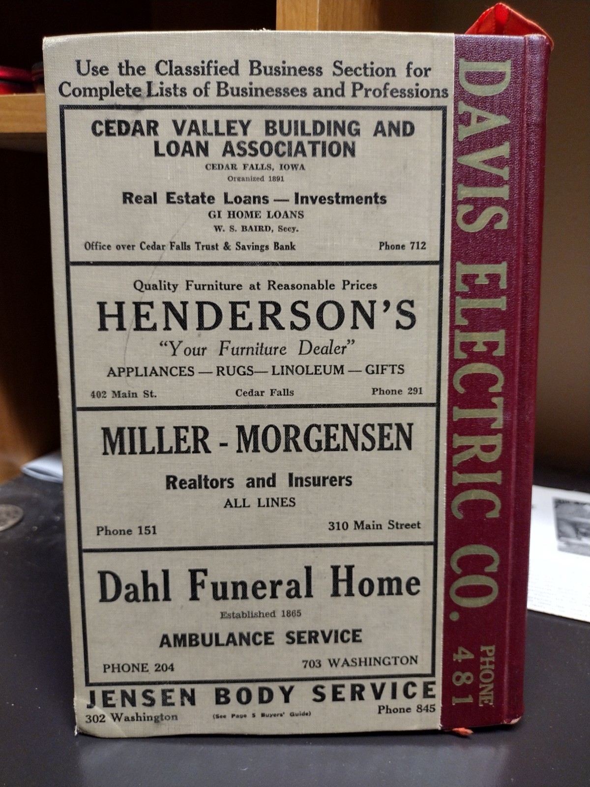 R.L. Polk’s Cedar Falls Black Hawk County Iowa City Directory 1950 Buyer’s Guide