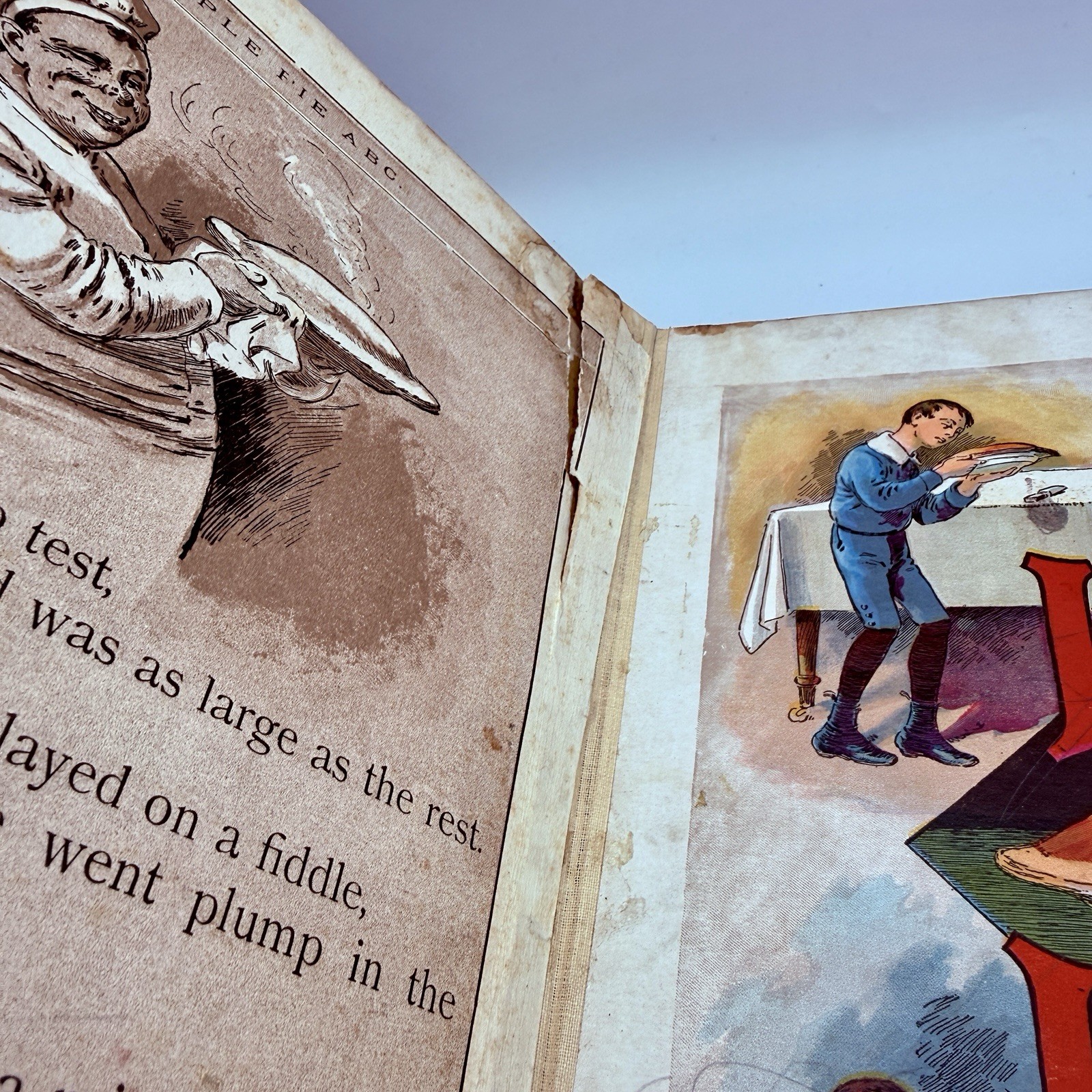 Antique 1888 McLoughlin Bros Apple Pie ABC Victorian Board Book Chromolithograph