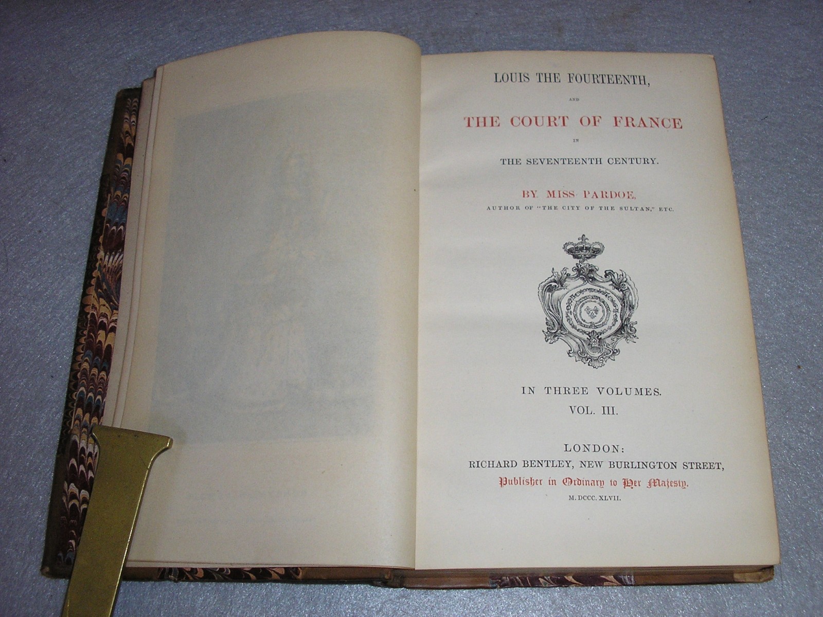Antique France History Books Life of Louis XIV Pardoe Illustrated Leather 1847