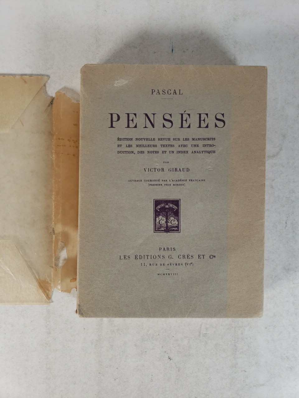 Pascal Pensees by Victor Giraud (1928 – French) Title translated – Pascal Though